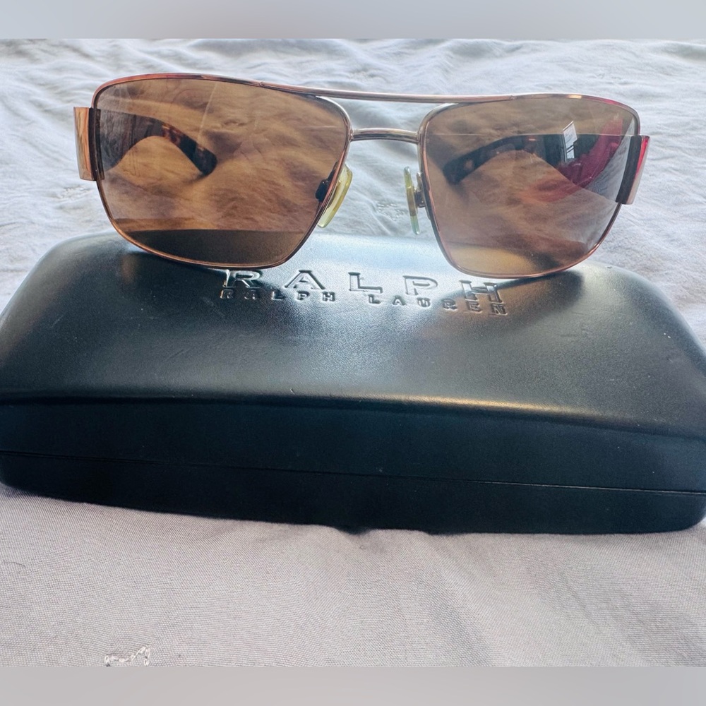 Ralph Lauren Gold Frame Sunglasses with Dark Lenses
